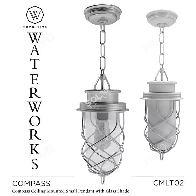 Modern Glass Pendant Ceiling Lamp 3D model image 1