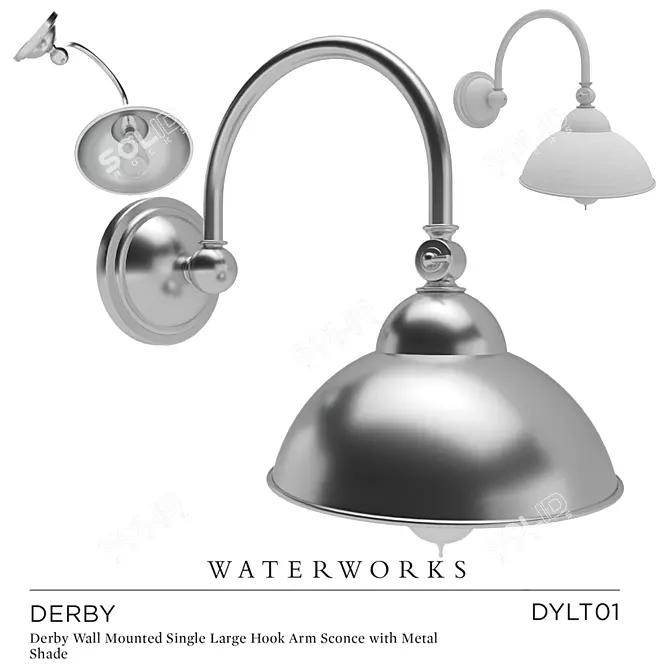 Sleek Derby Wall Mounted Hook Sconce 3D model image 1
