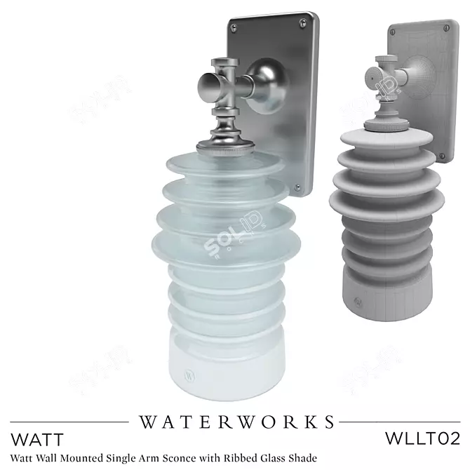Sleek Glass Ribbed Wall Sconce 3D model image 1