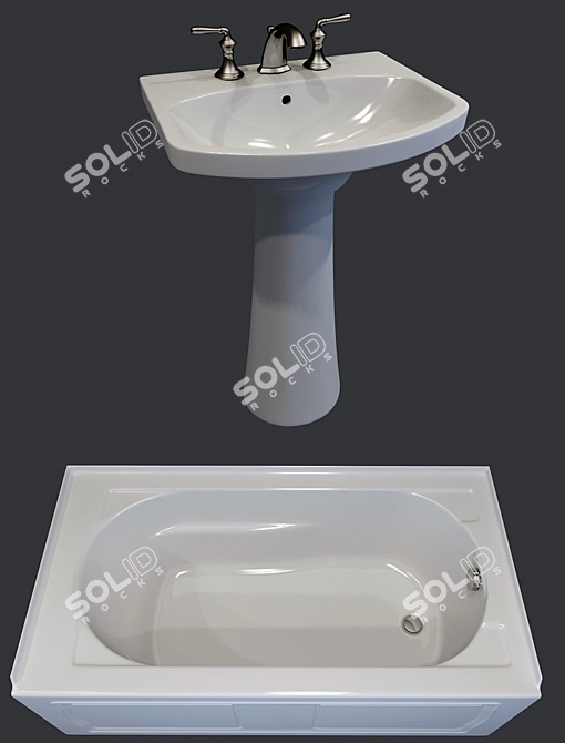 Luxury Bathroom Plumbing Set 3D model image 2