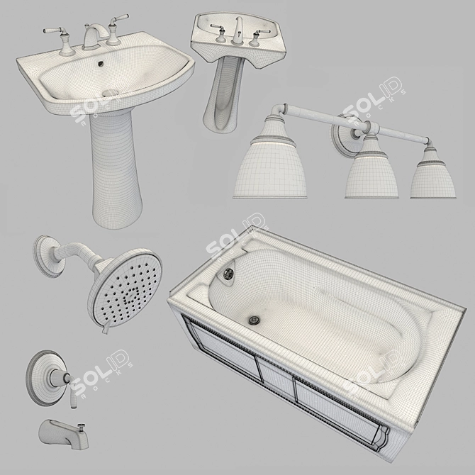 Luxury Bathroom Plumbing Set 3D model image 3