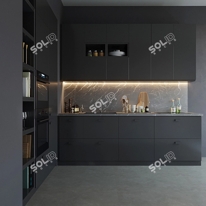 Sleek and Modern Ikea Kungsbacka Kitchen 3D model image 1