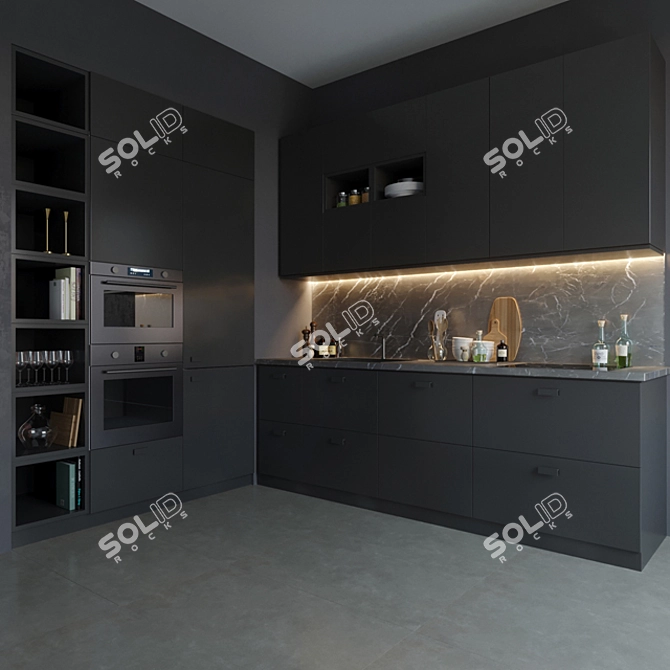 Sleek and Modern Ikea Kungsbacka Kitchen 3D model image 2