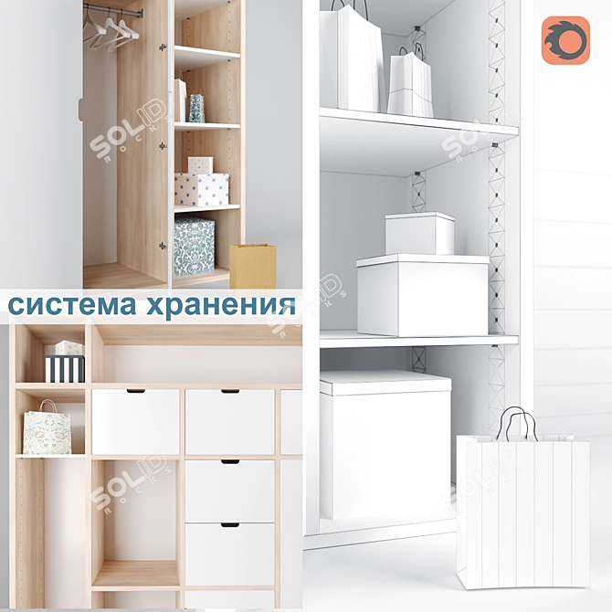 Customizable Storage Solution for Laundry and Household Items (Translated from Russian: Шкаф в кладовку с отделением для 3D model image 2