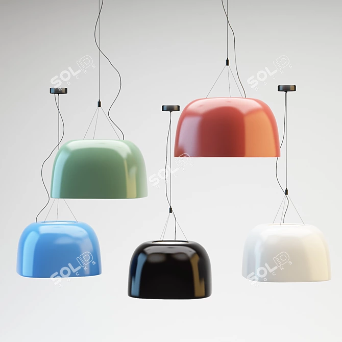 Sleek Pendant Lighting Set 3D model image 2