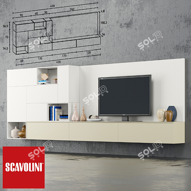Elegant Scavolini Wall: Transform Your Space 3D model image 1