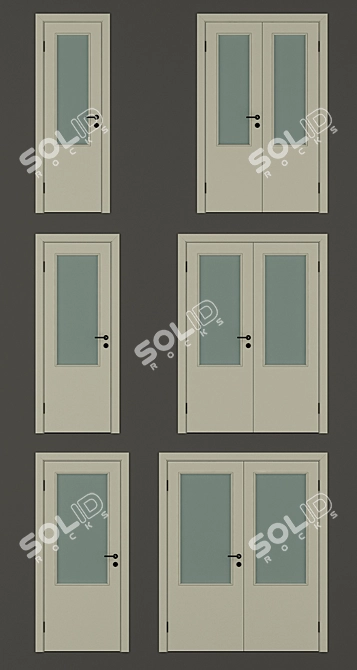 Economical Set of Standard Size Doors 3D model image 2