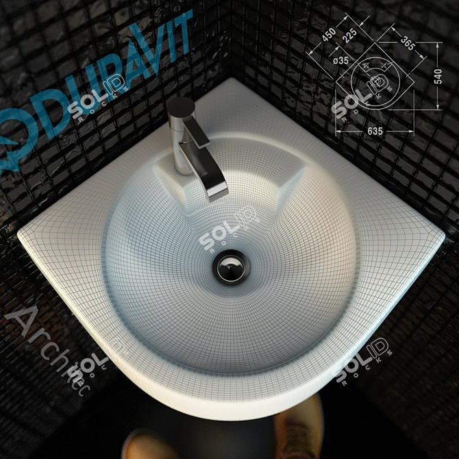 Duravit Architec Corner Sink 3D model image 3