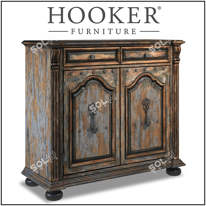 Elegant Two-Drawer Chest by Hooker 3D model image 1