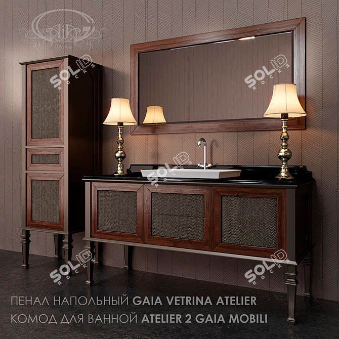 Elegant Atelier 2 Bathroom Storage 3D model image 1