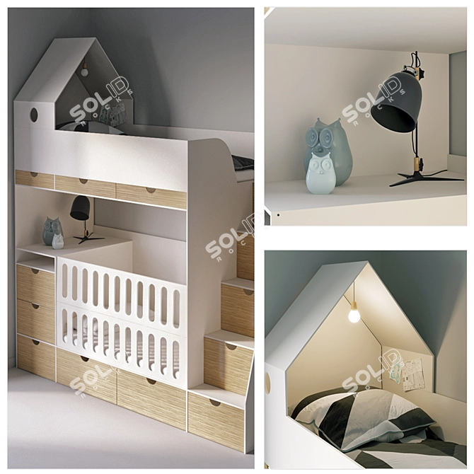 Modern 2013-2016 Crib with Drawers 3D model image 2