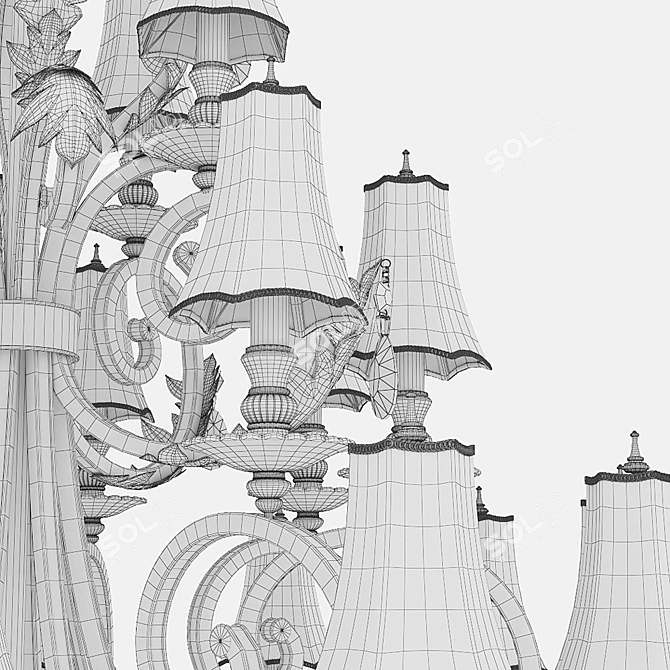 Elegant Chandelier Bliss - 24 Lights 3D model image 2