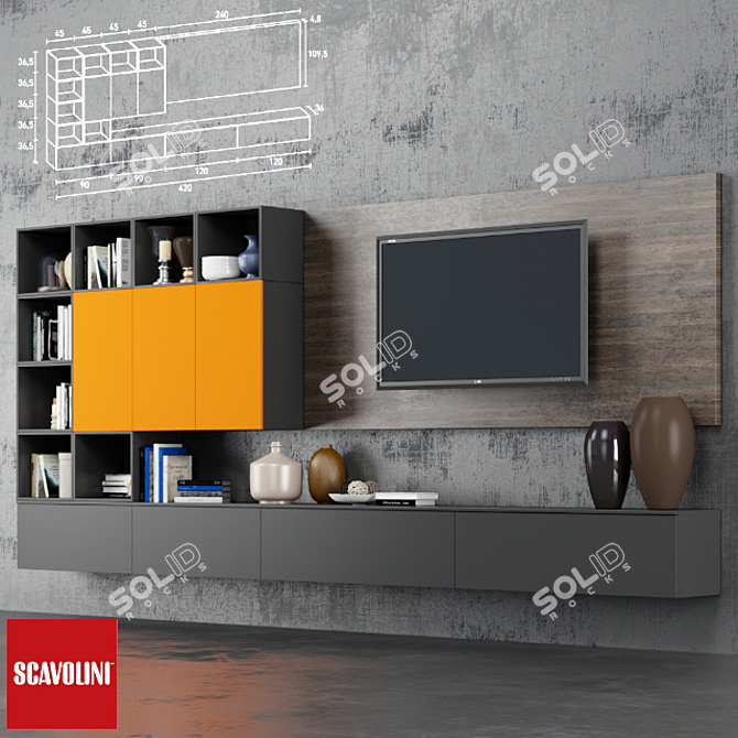 Scavolini Wall Shelf 3D model image 1