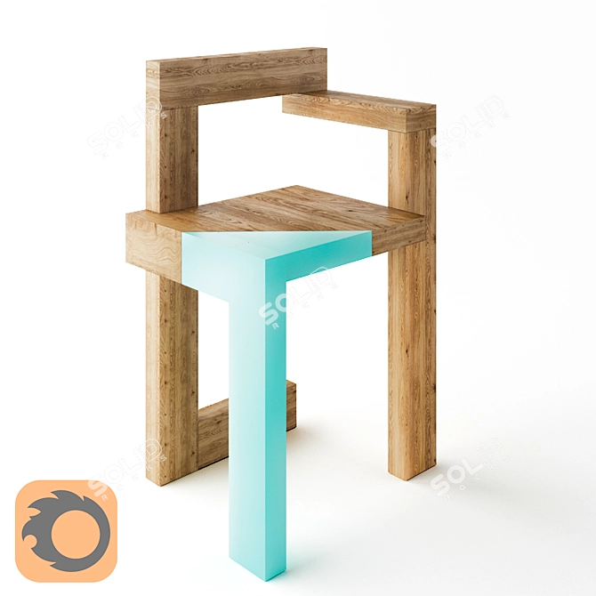 Elegant Wood Chair by Individual 3D model image 1
