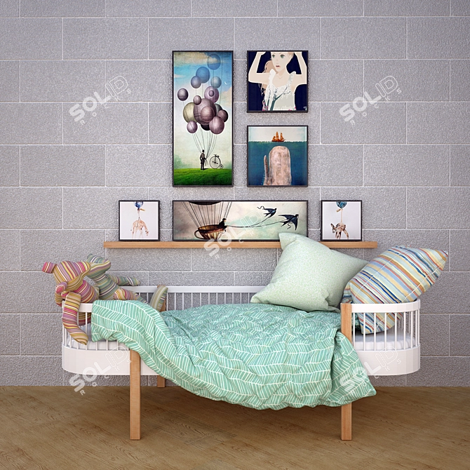 Adorable Girl's Bed 3D model image 1