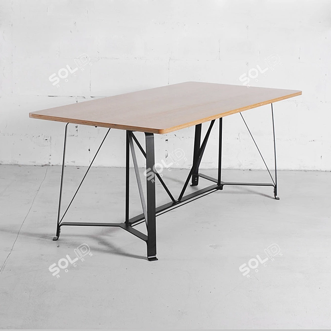 Modern Oak Veneer Table 3D model image 3