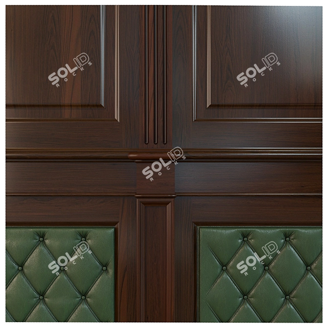 Luxury Wooden Panels with Leather 3D model image 2