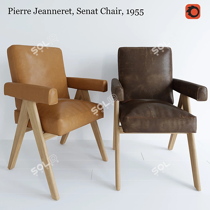 Vintage Pierre Jeanneret Senat Chair 3D model image 1