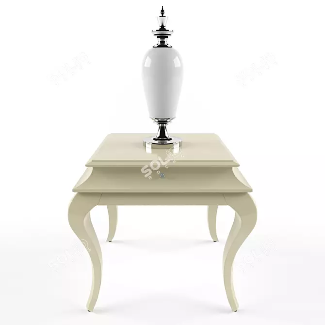 Elegant Art Deco Side Table with Pearl Finish 3D model image 1