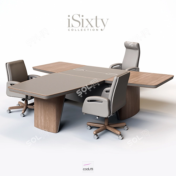 Elegant Italian Office Furniture Set 3D model image 2