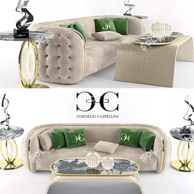 Elegant Italian Furniture Set 3D model image 1