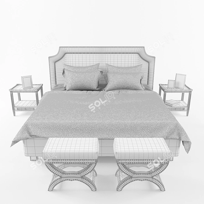 Luxury Bed Puffs by Roy Bosh 3D model image 2