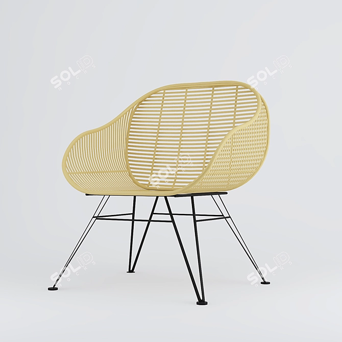 1950's Inspired Rattan Armchair 3D model image 2