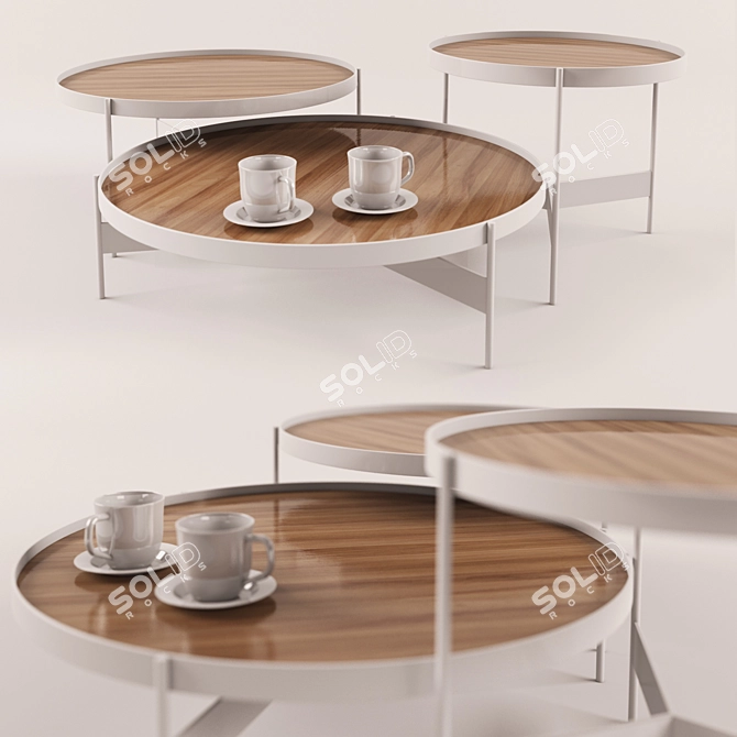 Modern 3-Piece Coffee Table Set 3D model image 1