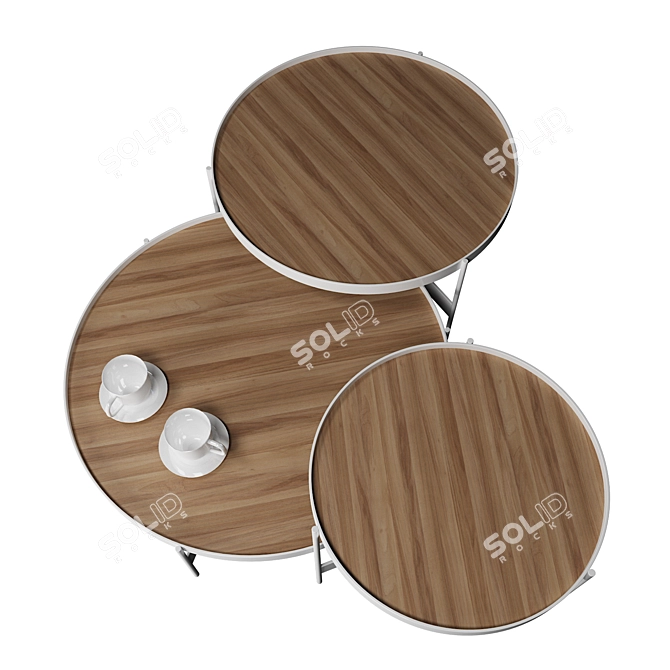 Modern 3-Piece Coffee Table Set 3D model image 5