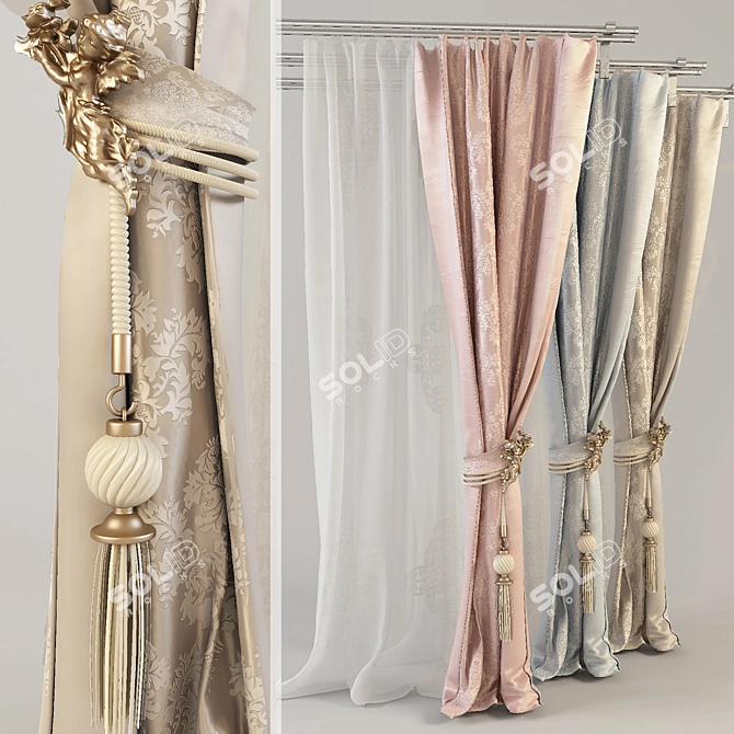 Elegant Curtain Collection 3D model image 1