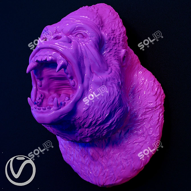 Wild Gorilla Head Sculpture 3D model image 1