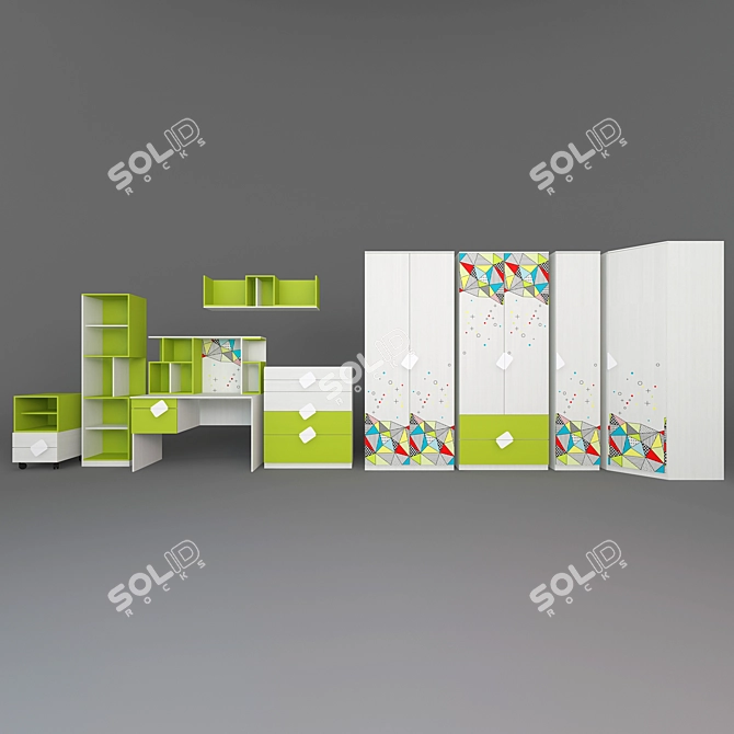"Christy" Modular System: Versatile Teen Furniture 3D model image 2