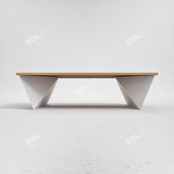 Elegant Oak & Steel Coffee Table 3D model image 2