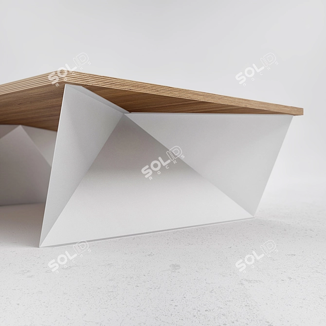 Elegant Oak & Steel Coffee Table 3D model image 3