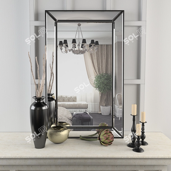 Elegant Mirror Decor Set 3D model image 1