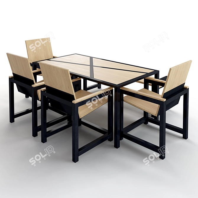 Industrial Dining Set 3D model image 2