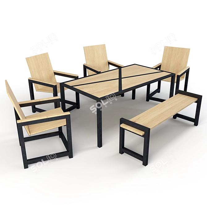 Industrial Dining Set 3D model image 3