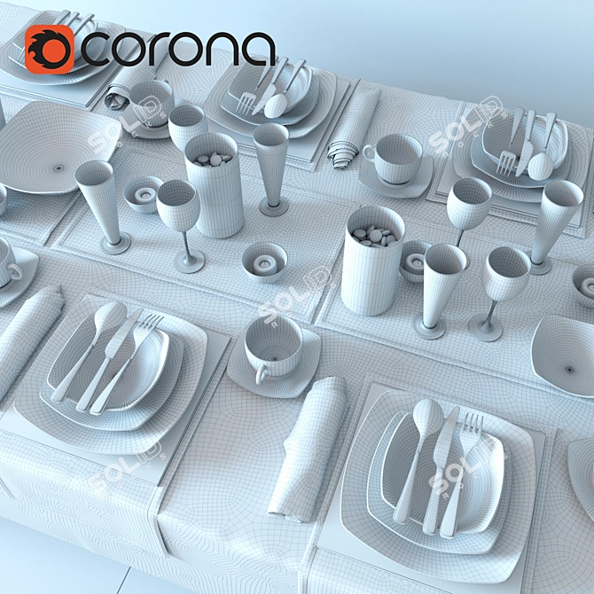 Luminarc Quadrato Black Table Set 3D model image 3