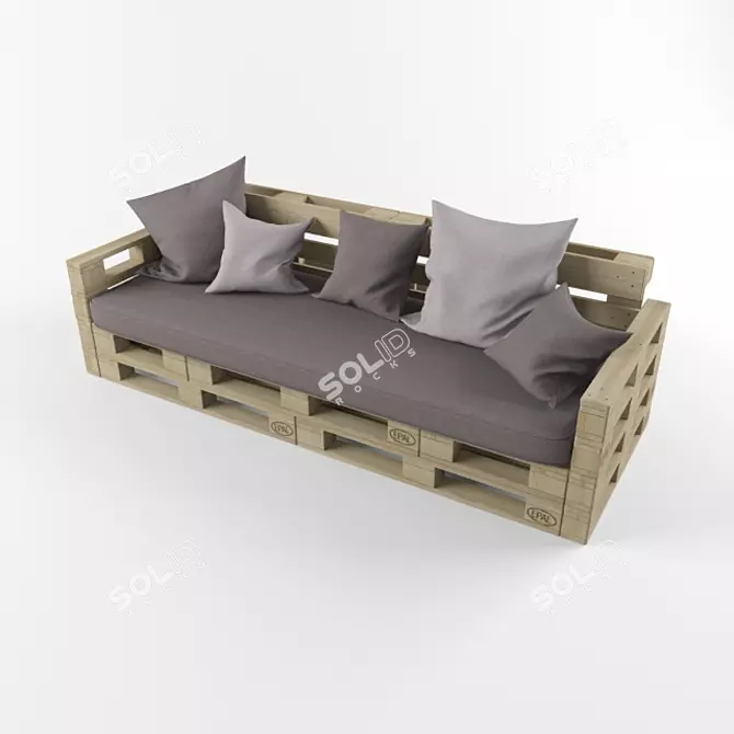 Pallet Sofa: Cushioned Comfort 3D model image 1