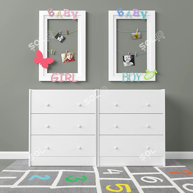 Adorable Baby Room Frames 3D model image 1