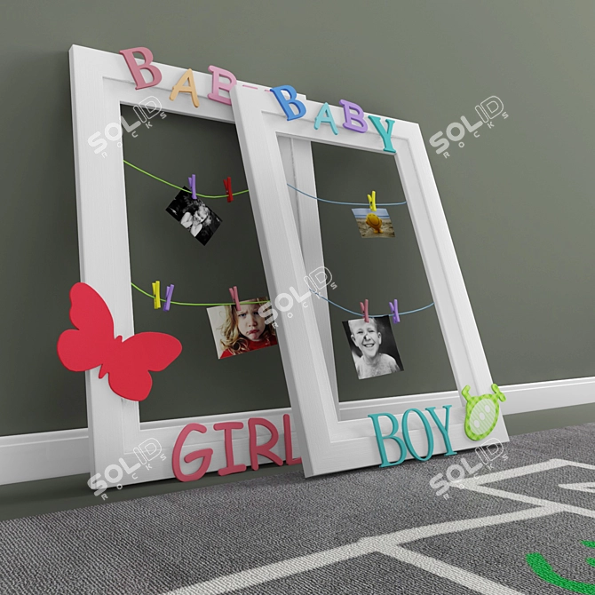 Adorable Baby Room Frames 3D model image 2