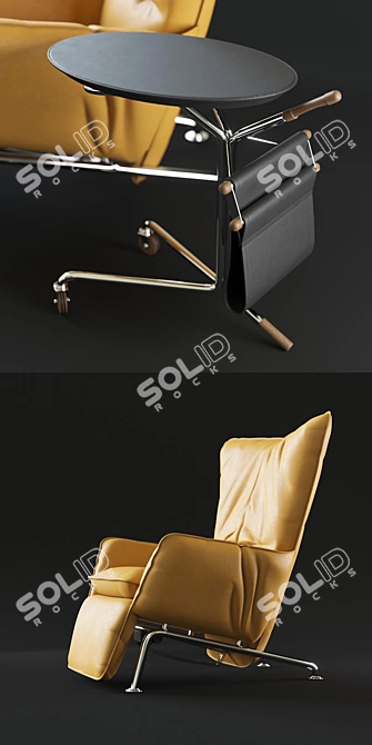 Elegant Armchair and Small Table Set 3D model image 2