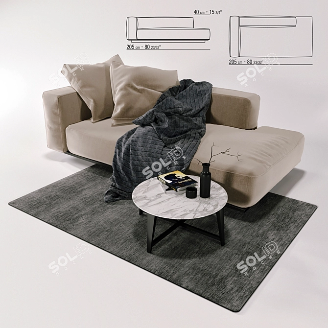 Luxury Italian Design Chaise Longue 3D model image 2