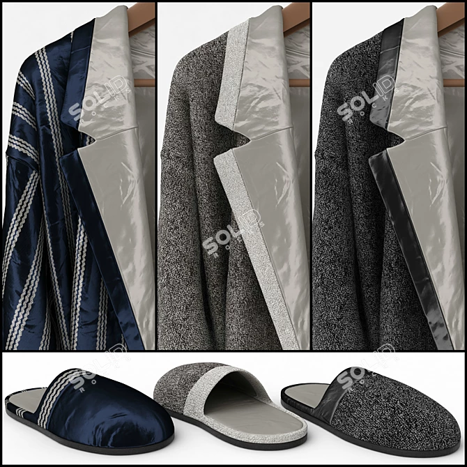 Luxury Velvet Bathrobe 3D model image 2