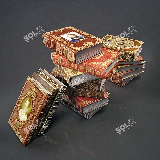 Vintage Collection of Classic Literature 3D model image 1