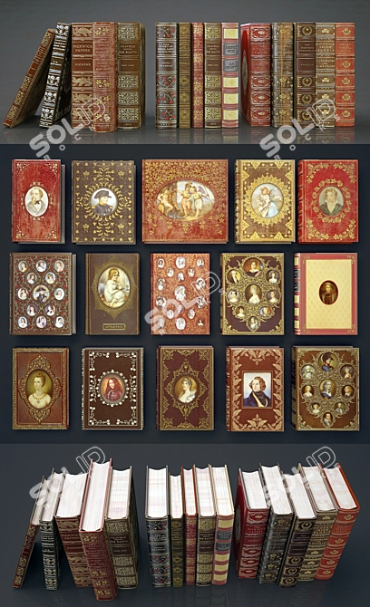 Vintage Collection of Classic Literature 3D model image 2