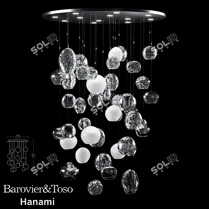 Hanami Glass Pendant Light - Exquisite Elegance 3D model image 1