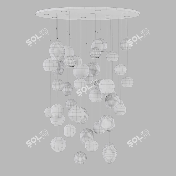 Hanami Glass Pendant Light - Exquisite Elegance 3D model image 2