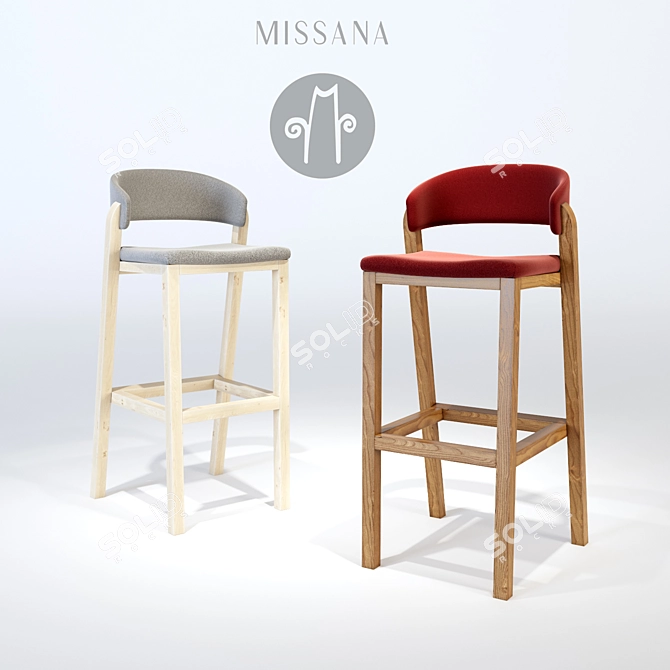 Nordic Elegance: Oslo Barstool 3D model image 1