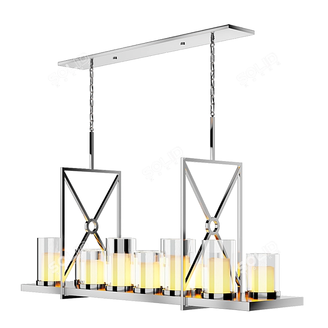 Elegant Summit Chandelier: Polished Steel & Glass 3D model image 1